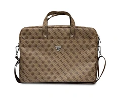 Dėklas kompiuteriui 16" Guess Saffiano 4G Hot Stamp Triangle Logo rudos spalvos