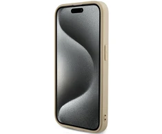 Dėklas GUESS GUHCP15LPSAIRD IPHONE 15 PRO 6.1 "GOLD / GOLD HARDCASE SAFFIANO IRIDESCENT SCRIPT