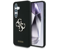 Dėklas Guess Silicone Big 4G Logo Bottom Script Samsung Galaxy S25 juodos spalvos