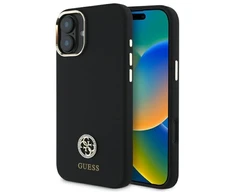 Guess GUHCP16SM4DGPK Apple iPhone 16 6.1" dėklas telefonui juodos spalvos Silikoninis Logo Strass 4G