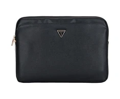 Guess PU Grained Triangle Logo dėklas nešiojamam kompiuteriui 14" juodos spalvos