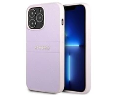 Dėklas Guess GUHCP13LPSASBPU iPhone 13 Pro / 13 6,1" purpurowy/violetinė Saffiano Hot Stamp &amp; Metal Logo