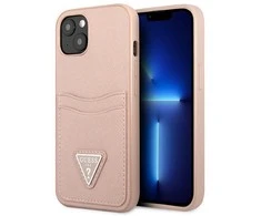 Apple iPhone 13 Guess dėklas Saffianotriangle Logo Cardslot (GUHCP13MPSATPP) rožinės spalvos