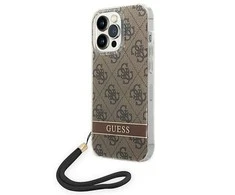 Apple iPhone 14 Pro Max Guess dėklas 4G Print Strap (GUOHCP14XH4STW) rudos spalvos
