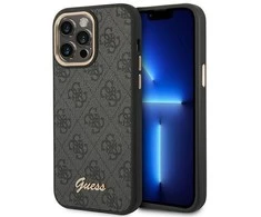 „Guess 4G Vintage Gold Logo“ dėklas, skirtas „iPhone 14 Pro“ - juodas