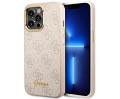 Dėklas Guess PC/TPU 4G Metal Camera Outline Case skirtas iPhone 14 Pro, rožinis