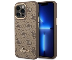 Apple iPhone 14 Pro Guess Dėklas 4G Vintage Gold Logo (GUHCP14LHG4SHW) rudos spalvos