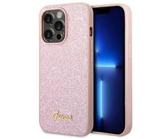Apple iPhone 14 Pro Guess Hard dėklas Glitter Script rožinės spalvos