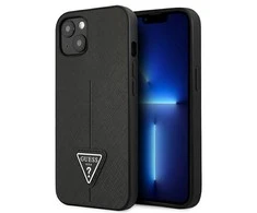 Dėklas GUESS GUHCP14MPSATLK IPHONE 14 PLUS / 15 PLUS 6.7 "Juodas / Juodas HARDCASE SAFFIANOTRIANGLE LOGO