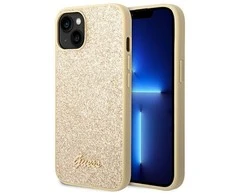 Apple iPhone 14 Guess Hard case Glitter Script telefono dėklas aukso spalvos