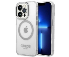 Apple iPhone 14 Pro Guess Dėklas Metal Outline Magsafe (GUHMP14LHTRMS) sidabrinės spalvos
