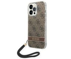 Apple iPhone 14 Pro Guess dėklas 4G Print Strap (GUOHCP14LH4STW) rudos spalvos