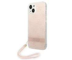 Apple iPhone 14 Plus Guess dėklas 4G Print Strap (GUOHCP14MH4STP) rožinės spalvos