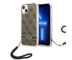Apple iPhone 14 Plus Guess dėklas 4G Print Strap (GUOHCP14MH4STW) rudos spalvos