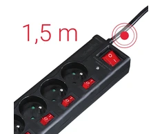 Hama 6 lizdai, 1,4m, atskiras jungiklis