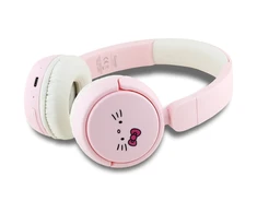 Ant ausų uždedamos ausinės Hello Kitty Face Logo Bluetooth rožinės spalvos