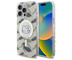 Hello Kitty HKHMP16XHGLEH Apple iPhone 16 Pro Max 6.9″ baltos spalvos kietas dėklas IML Golden Leaves MagSafe