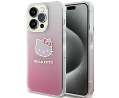 Apple iPhone 15 Pro Hello Kitty dėklas IML Gradient Electrop Kitty Head (HKHCP15LHDGKEP) rožinės spalvos