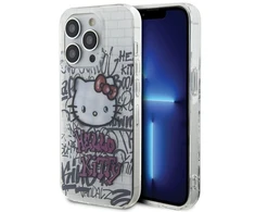 Apple iPhone 15 Pro Hello Kitty dėklas IML Kitty On Bricks Graffiti (HKHCP15LHDGPHT) baltos spalvos
