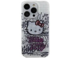 Hello Kitty HKHCP14XHDGPHT Apple iPhone 14 Pro Max 6.7″ baltos spalvos kietas dėklas IML Kitty On Bricks Graffiti