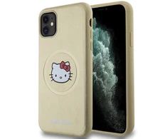 Hello Kitty HKHMN61PGHCKD Apple iPhone 11 / Xr 6.1″ Gold kietas dėklas Leather Kitty Head MagSafe