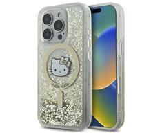 Hello Kitty HKHMP16LLGDIH Apple iPhone 16 Pro 6.3" dėklas telefonui aukso spalvos Liquid Glitter Fever MagSafe