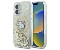 Hello Kitty HKHMP16SLGDIH Apple iPhone 16 6.1" dėklas telefonui aukso spalvos Liquid Glitter Fever MagSafe