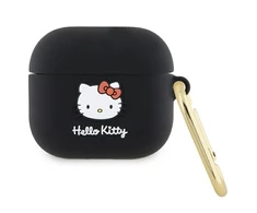 Apple AirPods 3 Hello Kitty Silicone 3D Kitty Head (HKA33DKHSK) ausinių dėklas juodos spalvos