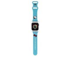 Apyrankė Apple Watch 1 / 2 / 3 / 4 / 5 / 6 / SE / 7 / 8 (38 / 40 / 41 mm) Hello Kitty Strap Silicone Kitty Head (HKAWMSCHBLB) mėlynos spalvos