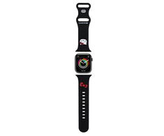 Apyrankė Apple Watch 1 / 2 / 3 / 4 / 5 / 6 / SE / 7 / 8 (38 / 40 / 41 mm) Hello Kitty Strap Silicone Kitty Head (HKAWMSCHBLK) juodos spalvos