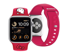 Apyrankė Apple Watch 1 / 2 / 3 / 4 / 5 / 6 / SE / 7 / 8 (38 / 40 / 41 mm) Hello Kitty Strap Silicone Kitty Head (HKAWMSCHBLR) raudonos spalvos
