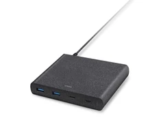 UNIQ laidinis įkroviklis HUB Surge 90W juodos spalvos 2xUSB Quick Charge 3.0 + 2xUSB-C PD 3.0 (LITHOS Collective)