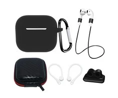 Hurtel AirPods 3 Silikoninis dėklas Set + Case/Ear Hook/Neck Strap/Watch Strap Holder/Carabiner Clasp – juodos spalvos