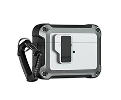 Hurtel Airpods 4 Pro Armor dėklas su karabinu – pilkos spalvos