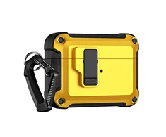 Hurtel Airpods 4 Pro Armor dėklas su karabinu – geltonos spalvos