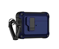 Hurtel Airpods 4 Pro Armor dėklas su karabinu – mėlynos spalvos