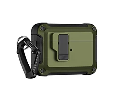 Hurtel Airpods 4 Pro Armor dėklas su karabinu – žalios spalvos