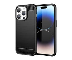 Hurtel Carbon Apple iPhone 14 Pro flexible gel back dėklas telefonui juodos spalvos