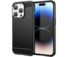 Hurtel Carbon dėklas Apple iPhone 14 Pro Max flexible gel back cover dėklas telefonui juodos spalvos