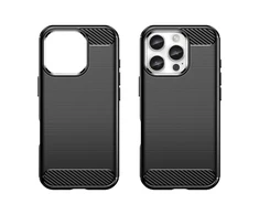 Hurtel Carbon Apple iPhone 16 Pro Max silikoninis – dėklas telefonui juodos spalvos