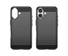 Hurtel Carbon Apple iPhone 16 silikoninis – dėklas telefonui juodos spalvos