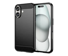Hurtel Carbon Apple iPhone 16 silikoninis – dėklas telefonui juodos spalvos