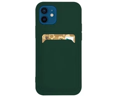Hurtel Card silikoninis dėklas skirtas Samsung Galaxy A22 4G, tamsiai žalias