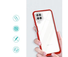 Hurtel Clear dėklas skirtas Samsung Galaxy A22 4G, raudonas