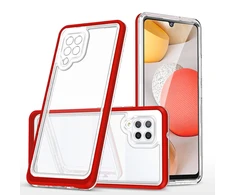 Hurtel Clear dėklas skirtas Samsung Galaxy A42 5G, raudonas