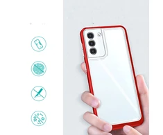 Hurtel Clear dėklas skirtas Samsung Galaxy S22 + (S22 Plus), raudonas