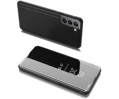 Hurtel Clear View dėklas skirtas Samsung Galaxy S22 + (S22 Plus), juodas