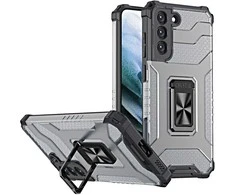 Hurtel Crystal Ring dėklas + magnetinis laikiklis Samsung Galaxy S22 + (S22 Plus), juodas