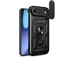 Hurtel Dėklas Hybrid Armor Camshield skirtas Apple iPhone 17 Air šarvuotas su stoveliu ir kameros apsauga – juodos spalvos