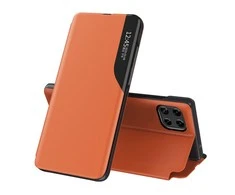 Hurtel Eco Leather View dėklas skirtas Samsung Galaxy A22 4G, oranžinis